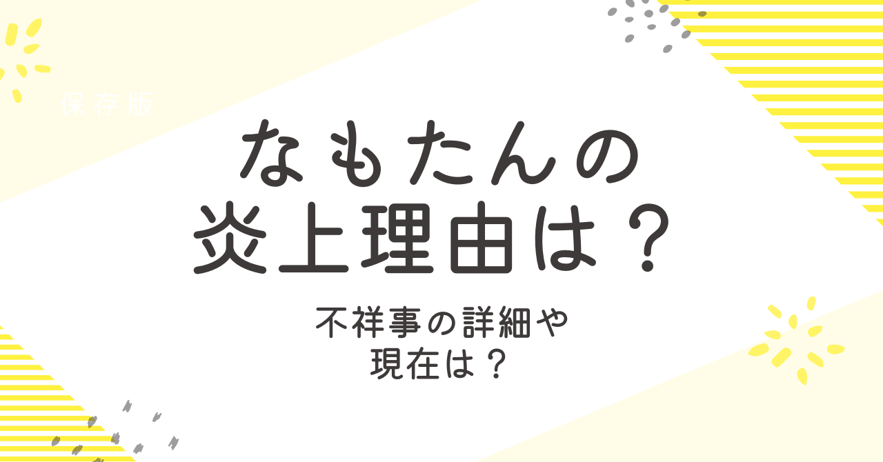 なもたんの炎上理由や不祥事の真相は？現在の活動や復活についても調査！